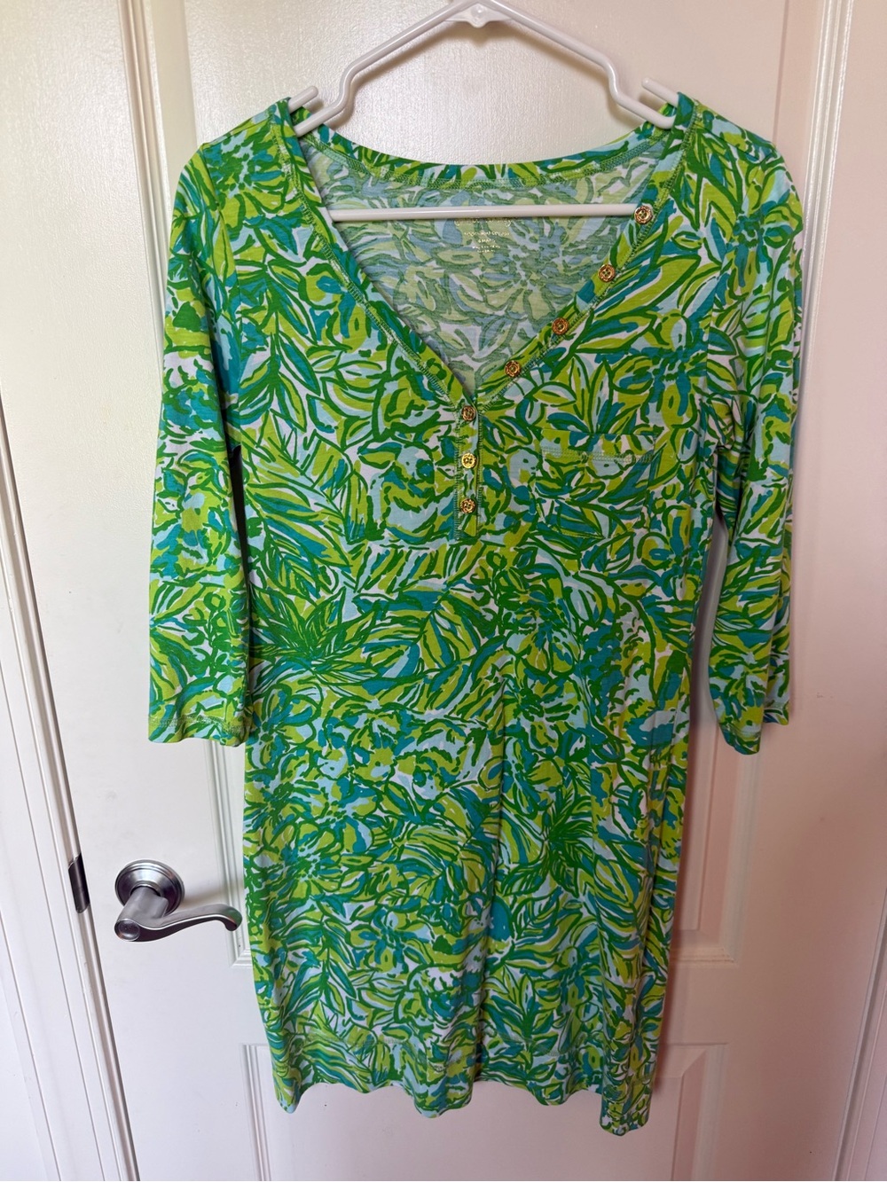 Lilly Pulitzer Green Blue Pink Patterned Cotton dress
